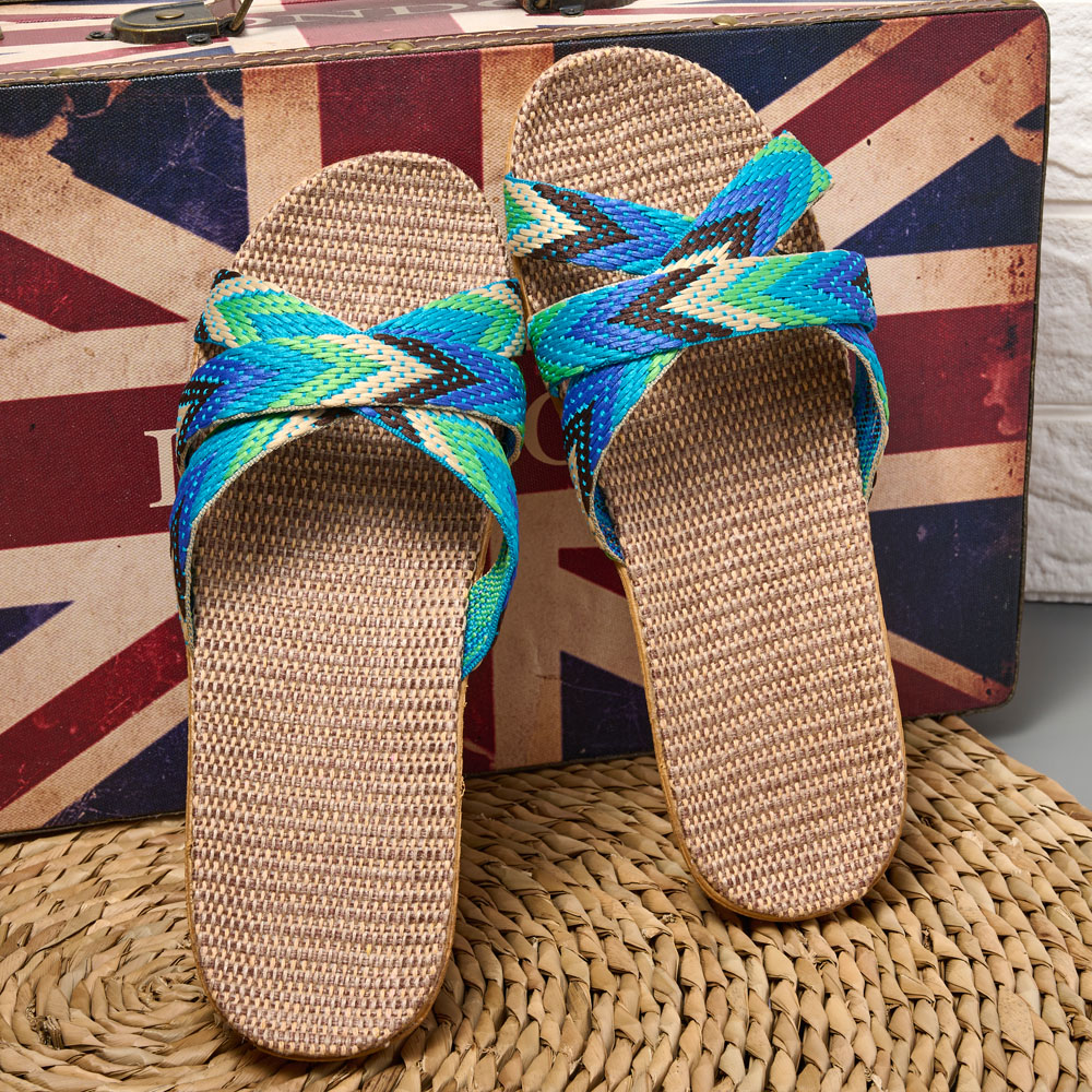 Womens Lightweight Linen Slippers, Breathable Indoor Home Shoes for Women, Couples