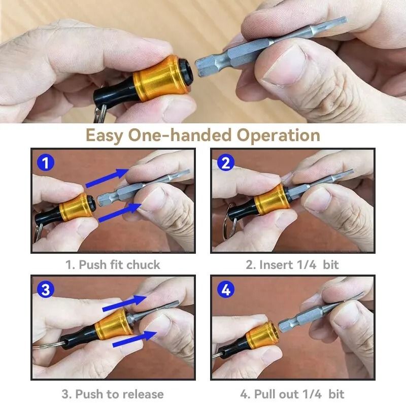 Quick Change Hex Shank Screwdriver Bit Holder Set Push to Unlock Aluminum Alloy 12 Piece Extension Bars