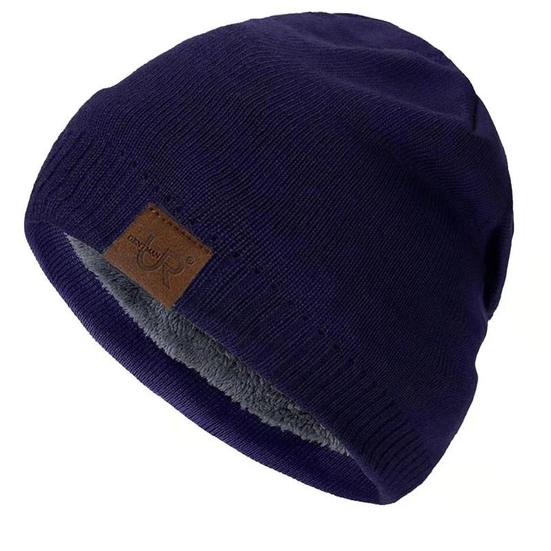Unisex Fleece Lined Winter Beanie Warm Knitted Hat for Men and Women