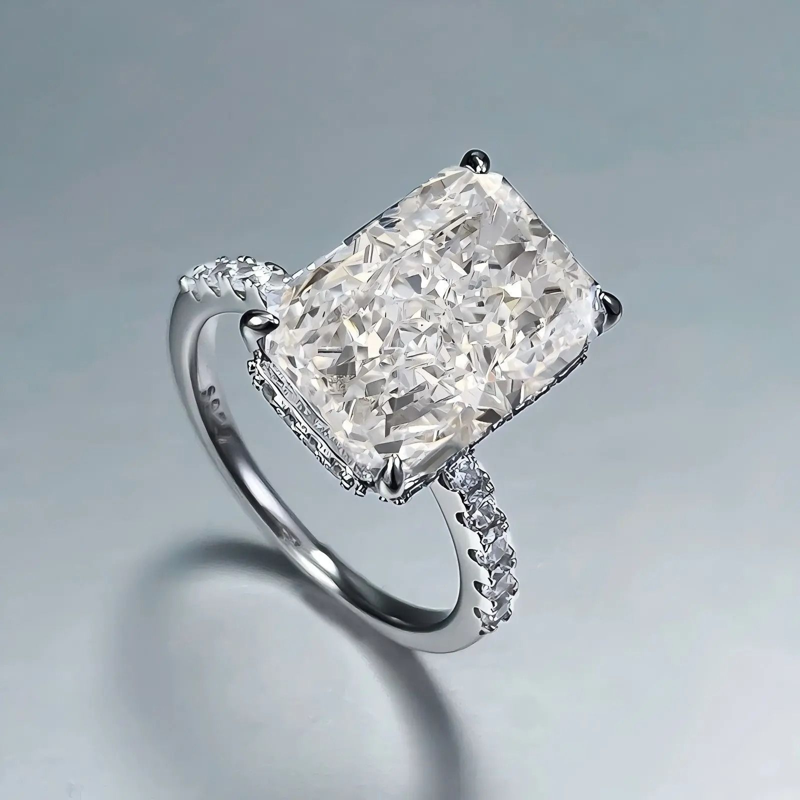 Customized Luxury Radiant Cut Moissanite Wedding Ensemble