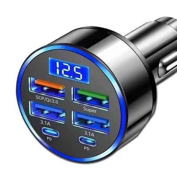 Super Fast Car Phone Charger Adapter, Voltage Display for iPhone, Pro Max, Samsung