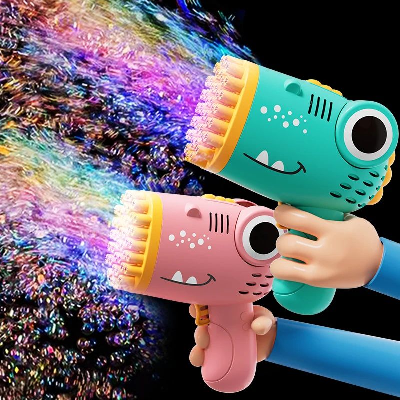 40 Hole Dinosaur Bubble Machine Electric Bubble Gun Toy for Kids, Outdoor Wedding Party Bubble Blower (No Bubble Liquid)