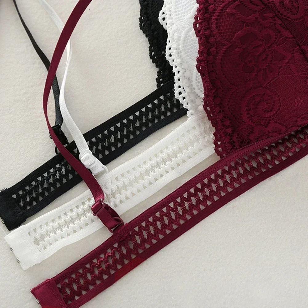 Womens Lace Bralette Bra Wirefree Deep V Lace Bra Soft Padded Triangle Cup Bralette