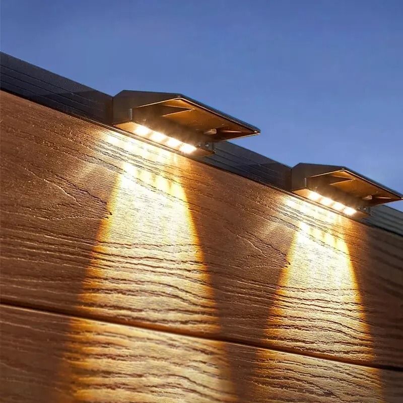 2 Pack Solar Wall Lights 4 LED Solar Fence Lights Outdoor Waterproof Solar Deck Lights Wall Lights for Fence Post Yard P