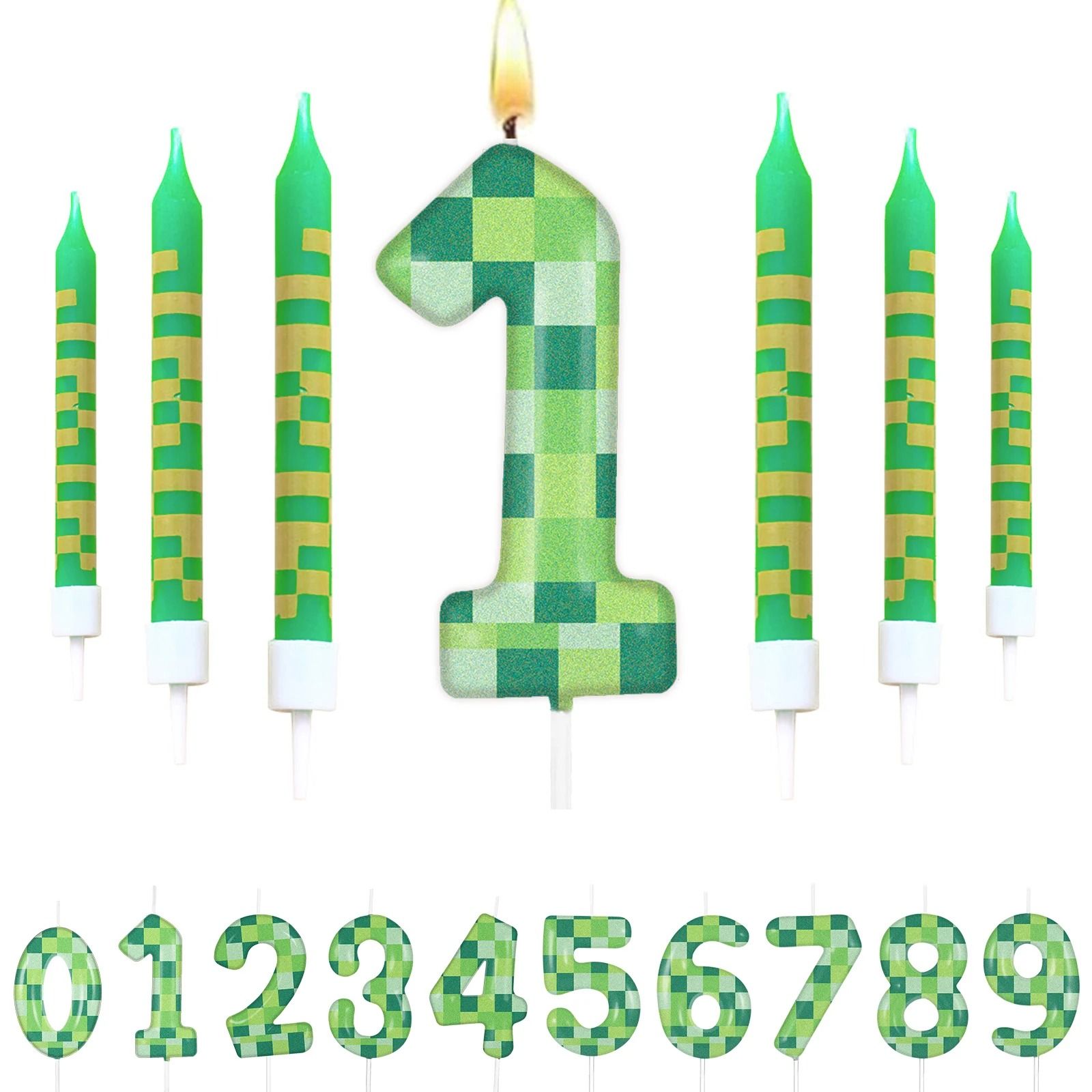 Pixelated Gamer Theme Birthday Candle Set