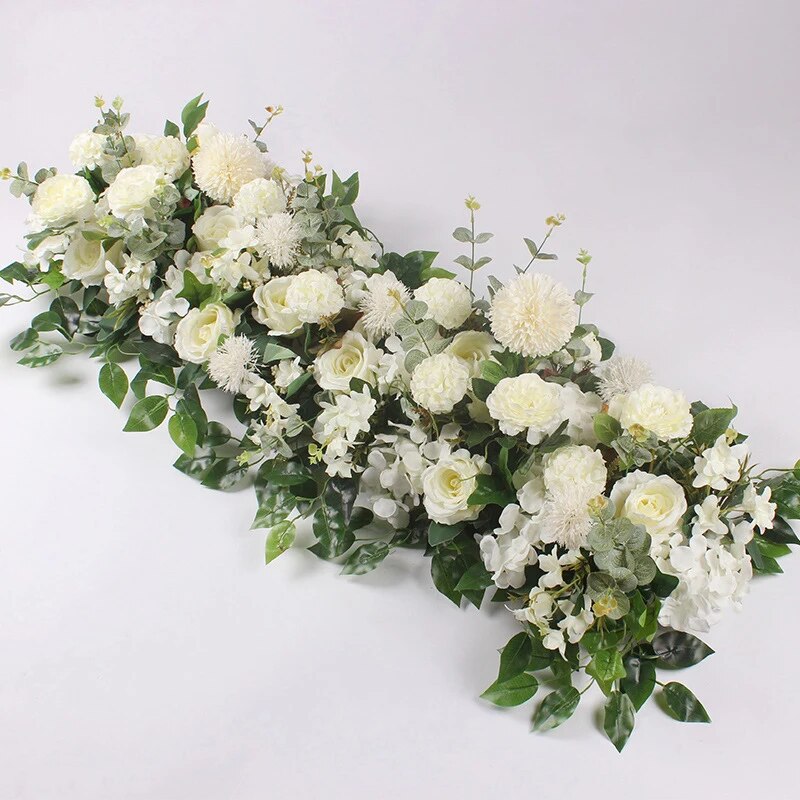 Luxury White Rose Artificial Flower Wedding Table Centerpiece for Party & Event Decor