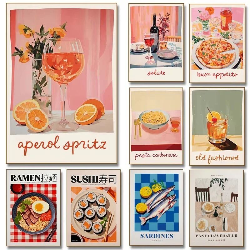 Aperitivo Series Canvas Art | Italian Cocktail & Food Prints | Executive Kitchen & Social Sanctuary Decor