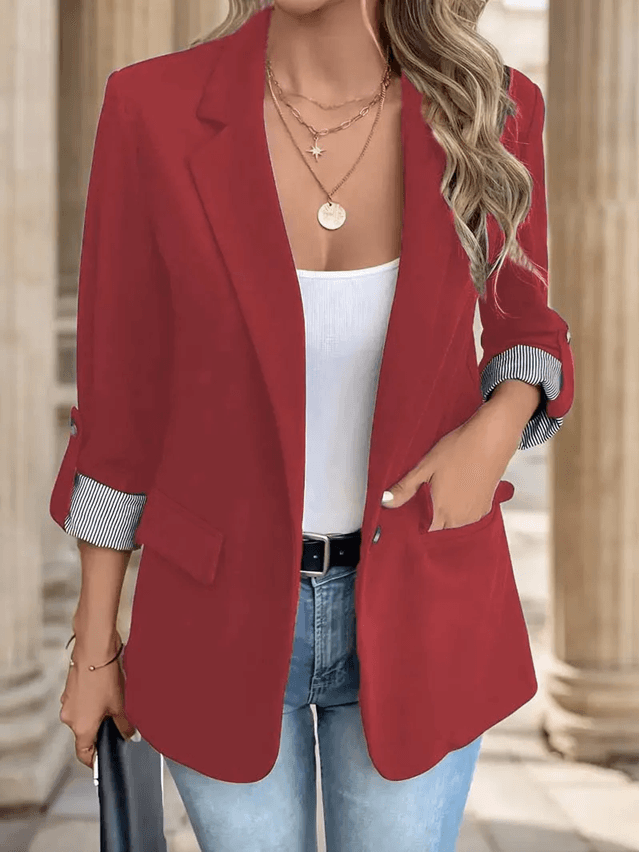 UrbanChic Womens Slim Fit Blazer with Rolled Sleeves
