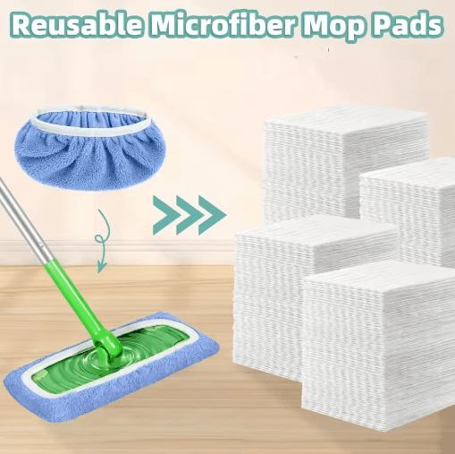 Reusable Mop Pads (4-Pack) – Ultra-Fine Fiber Dry & Wet Replacement Cleaning Cloths