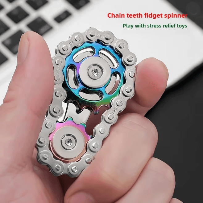 Metal Fidget Spinner Desk Toy with Gear Design for Stress Relief