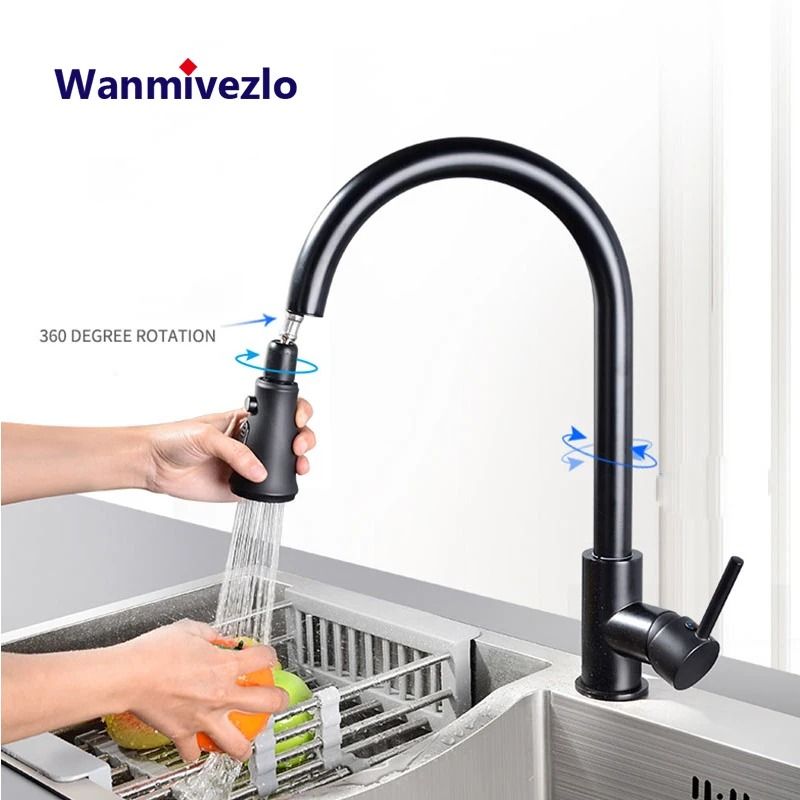 Pull Out kitchen faucet Silver Single Handle Swivel Sprayer Sink Water Mixer Tap