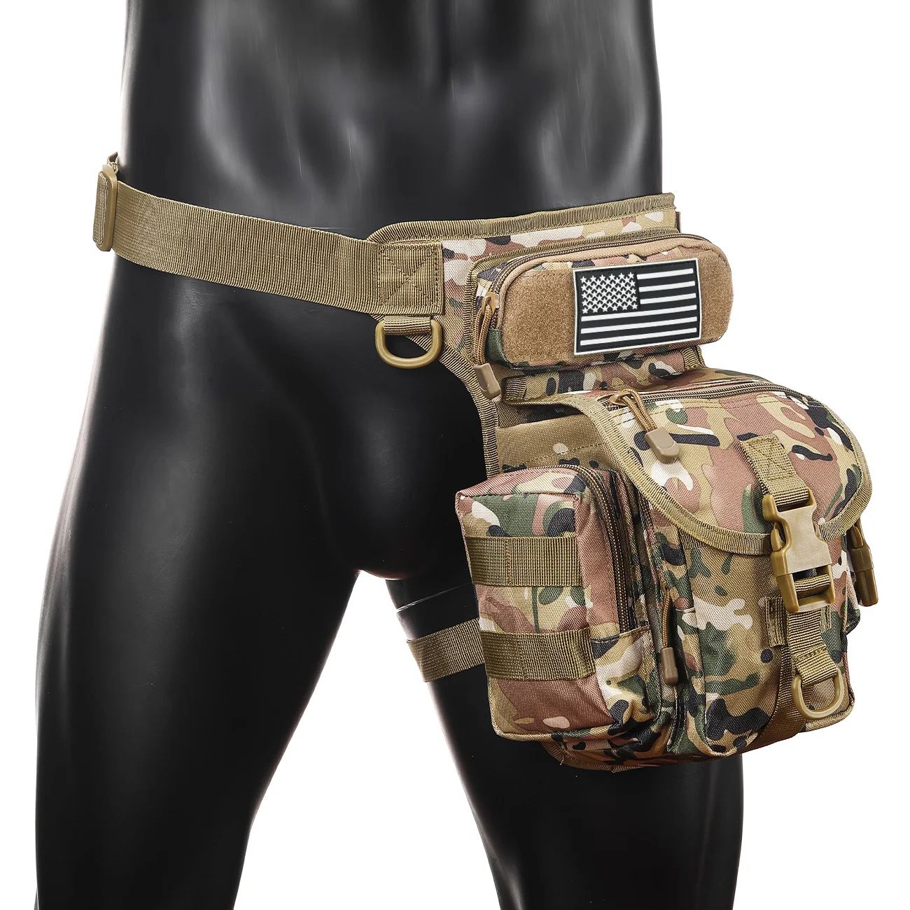 Oxford Cloth Camouflage Tactical Crossbody Leg Bag – Waterproof Single-Shoulder Photography & Sports Sling Backpack
