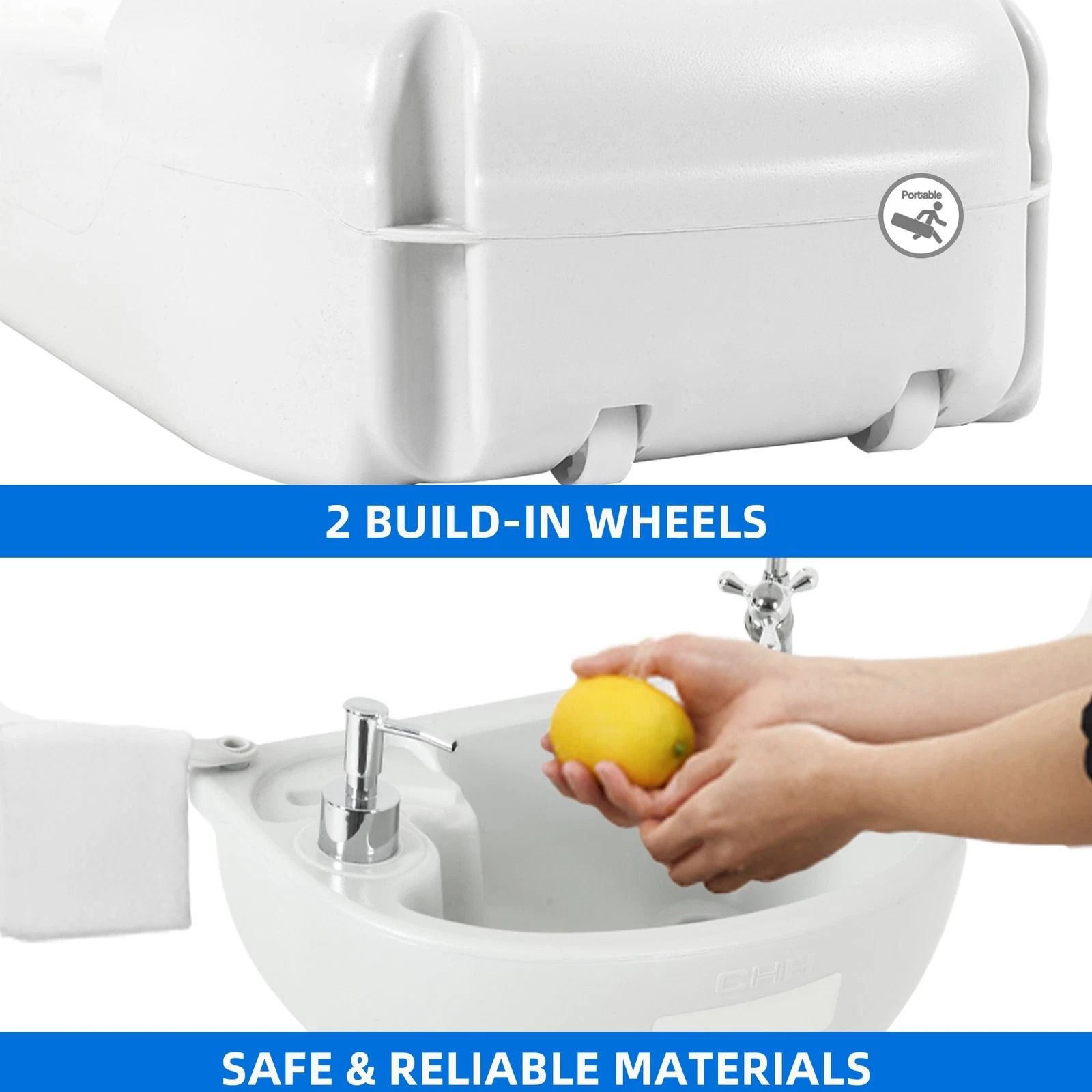 Portable Camping Sink Hand Washing Wash Basin, Stand Wheel – Upgrated Outdoor Solution for Cleanliness