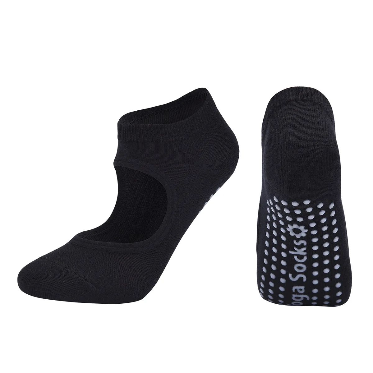 Womens Silicone Anti-Slip Backless Yoga Socks US 5-10.5– Non-Slip Pilates & Ballet Fitness Grip Socks