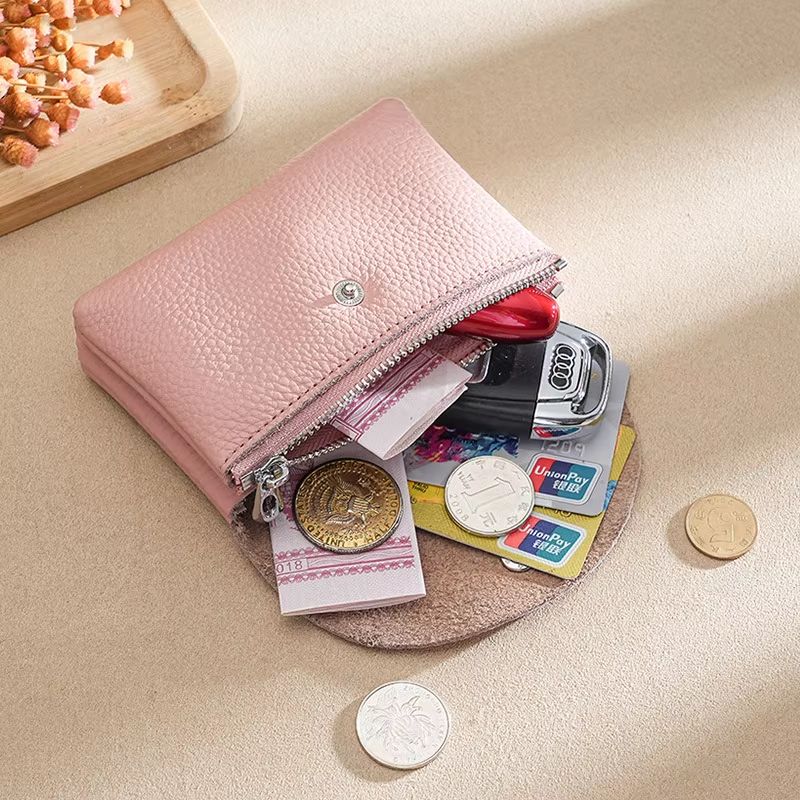 Custom Name PU Leather Coin Purse Card Holder Zipper Wallet with Engraved Initials