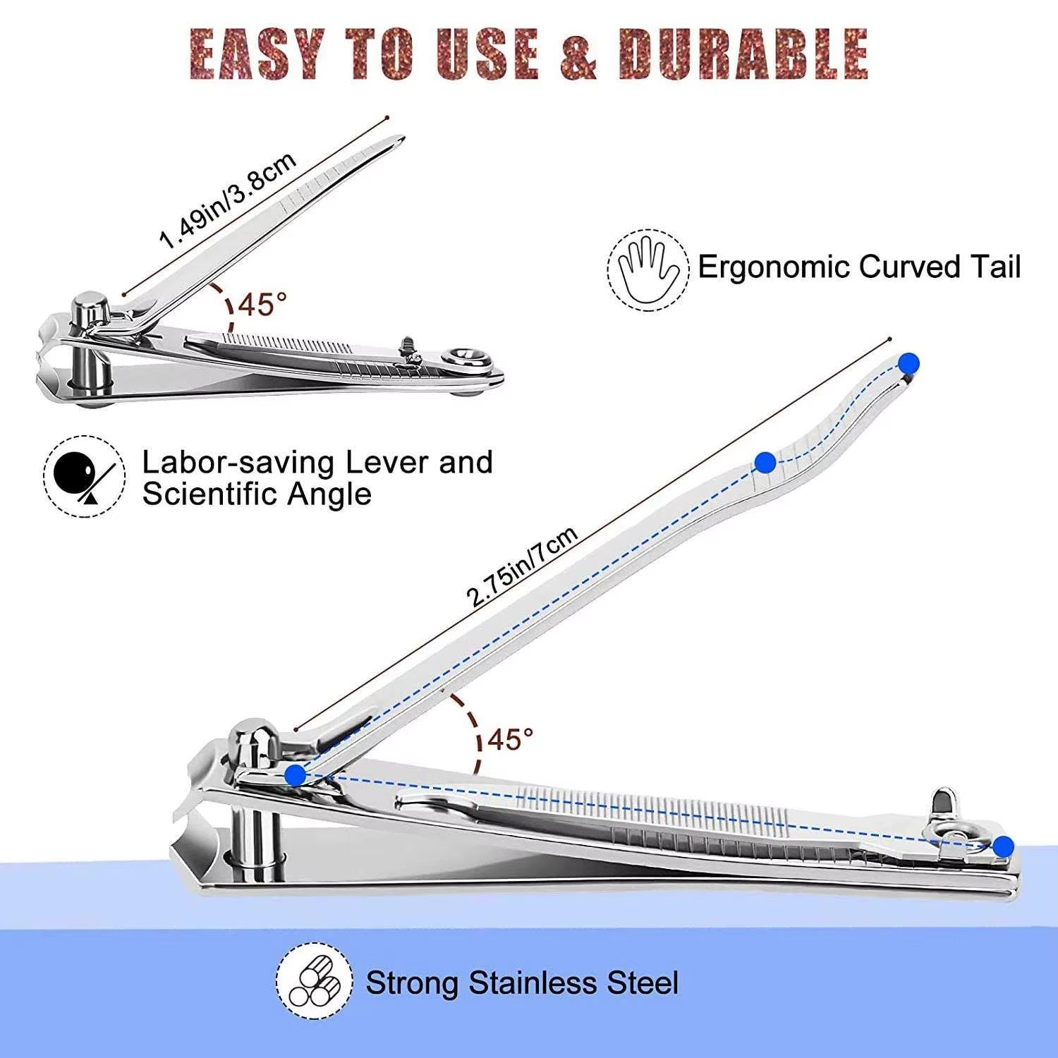 PrecisionEdge Premium Stainless Steel Nail Clipper Set with Built-In Nail File (2-Piece)