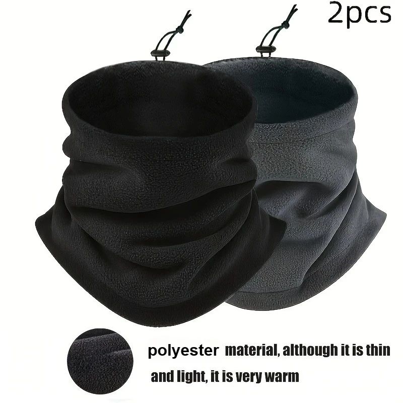 Men Thermal Neck Gaiter – Heavyweight Windproof Face Mask with Soft Fleece Lining & Breathable Knit (1/2 pcs)