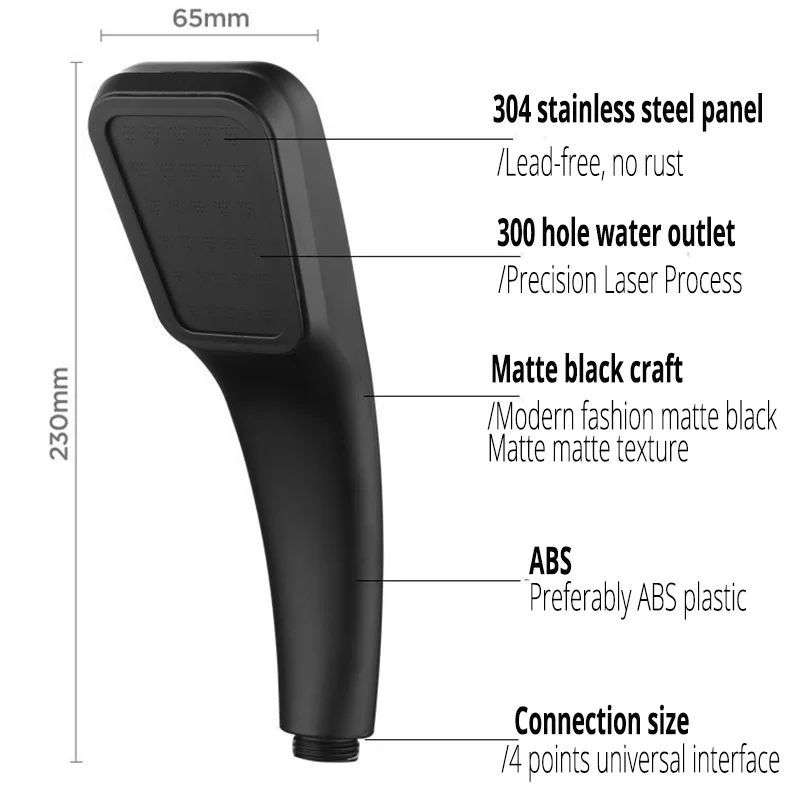 300-Hole High Pressure Handheld Shower Head with Hose
