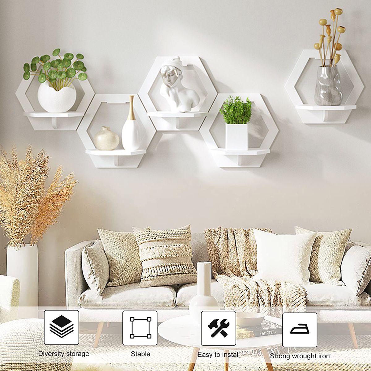 Hexagon Wall Shelf Display Set