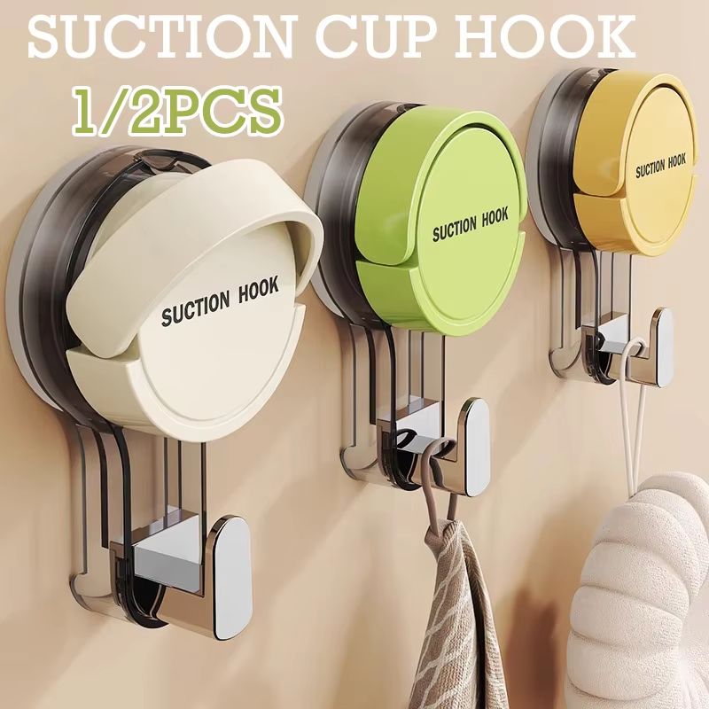 1/2 Piece Suction Cup Wall Hooks Reusable No Punching Hanging Hooks for Home Organizer