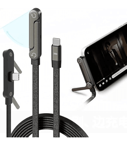 240W Fast Charging Cable with Foldable Phone Holder 2 in 1 Stand