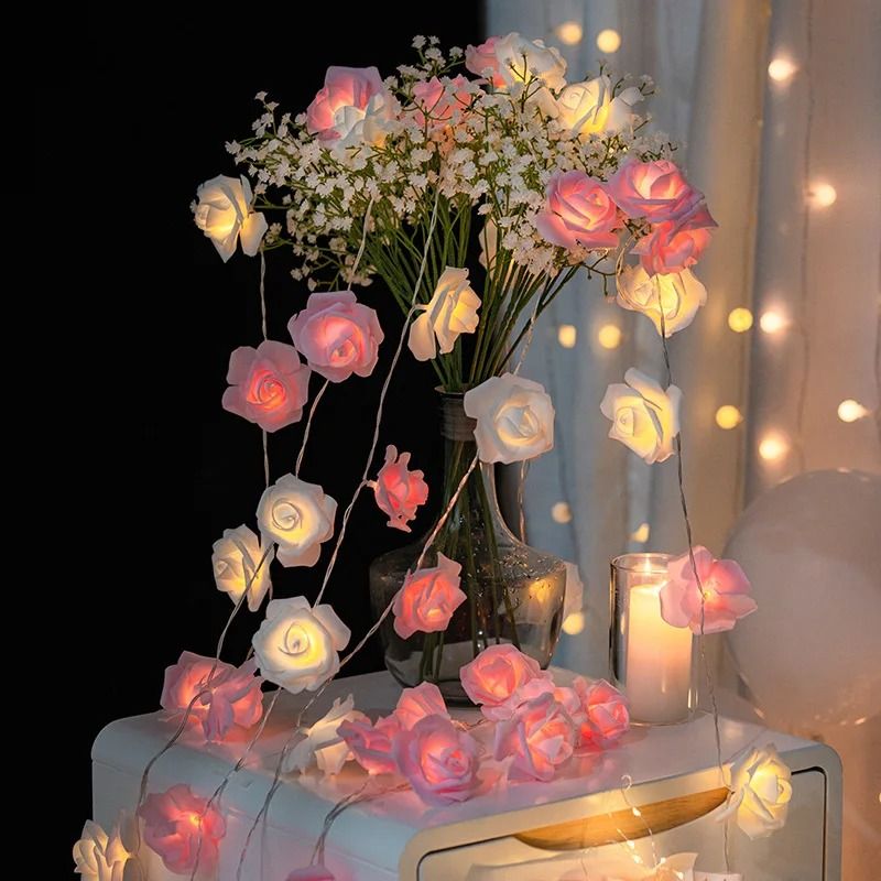 Whimsical Garden 10-LED Rose Blossom Fairy Lights