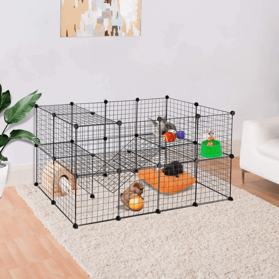 Portable Pet Playpen DIY Metal Fence Small Animal Cage Puppy Playpen Indoor Outdoor