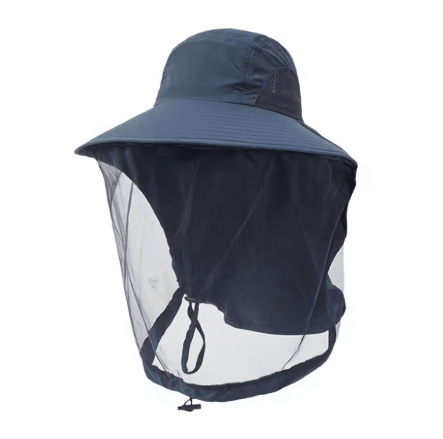 Mosquito Prevention Fishing Cap Full Mesh Insect Protective Head Net with Drawstring and Windproof Strap