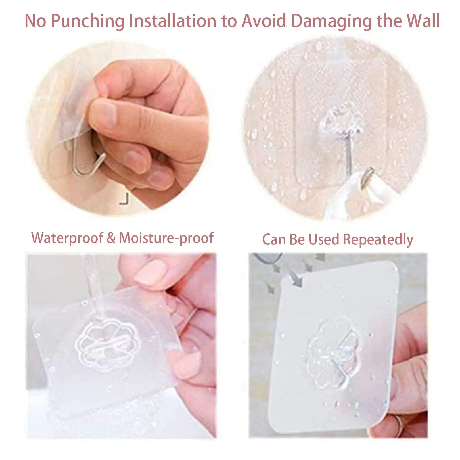 Waterproof Self Adhesive Wall Hooks Heavy Duty Sticky Hooks
