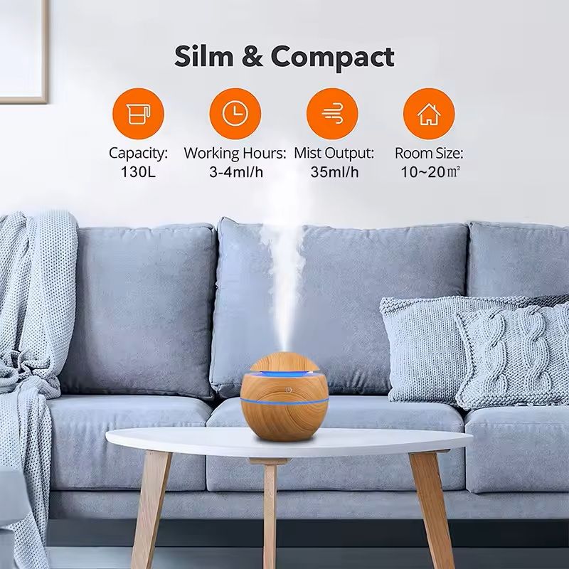 USB Mini Wood Grain Aroma Diffuser and Air Purifier