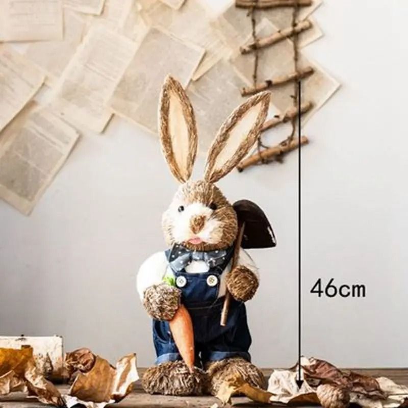 Easter Straw Rabbit Ornament – High-Definition Artisanal Bunny Figurine