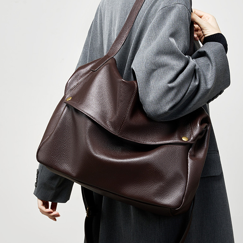 Burminsa Cowhide Genuine Leather Hobo Bag for Women, Luxury Designer Messenger Tote