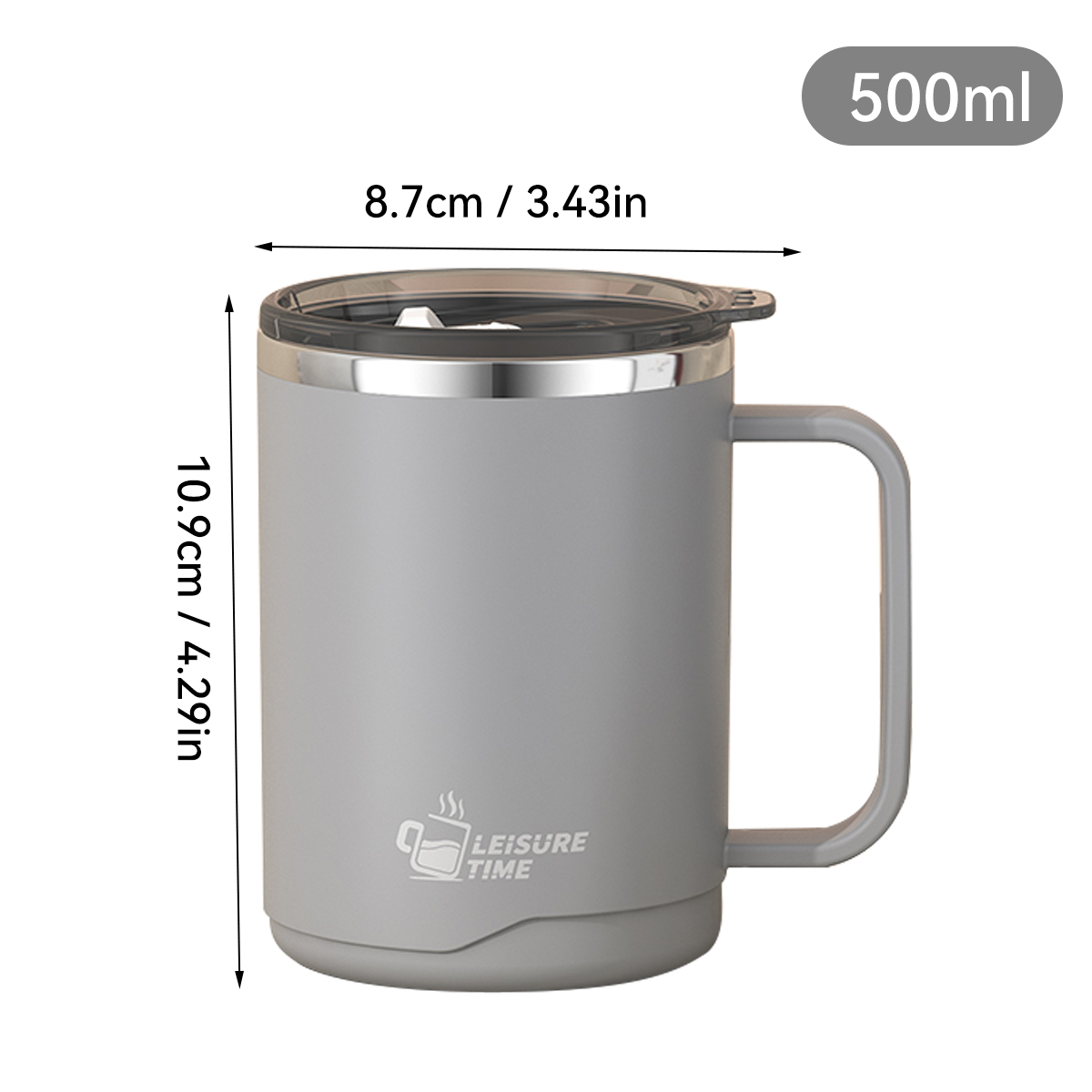 Double Wall Stainless Steel Travel Mug with Handle Leakproof Large Capacity Insulated Coffee Mug