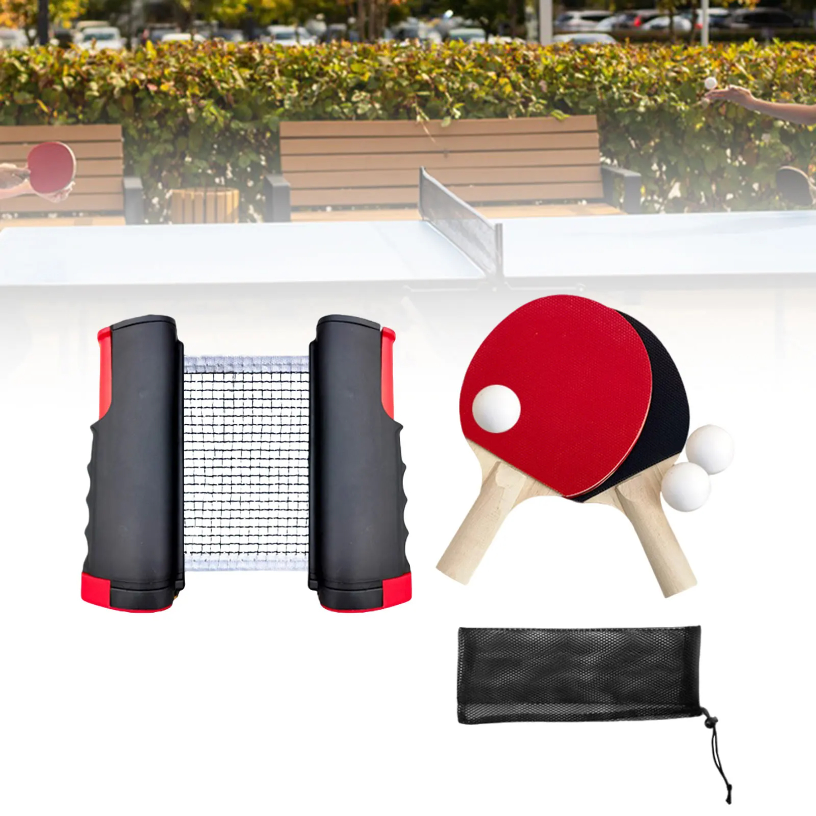 Portable Table Tennis Set with Retractable Net Ping Pong Paddles and Balls Kit