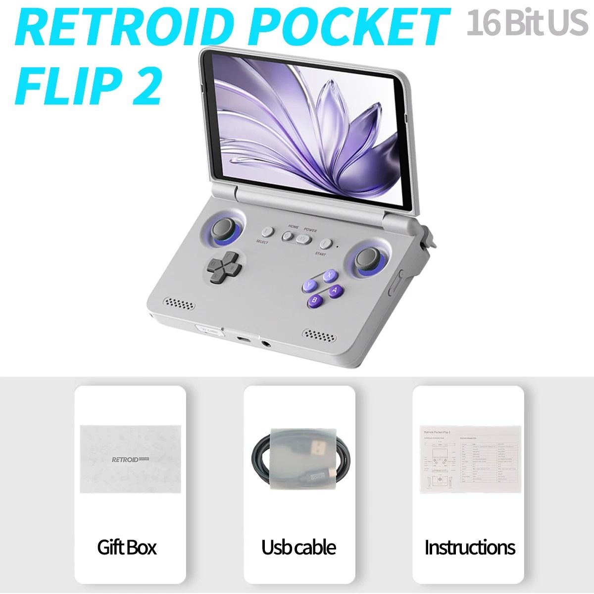 Retroid Pocket Flip 2 Retro Handheld Game Console with Android 13 and 5.5 Inch AMOLED Display