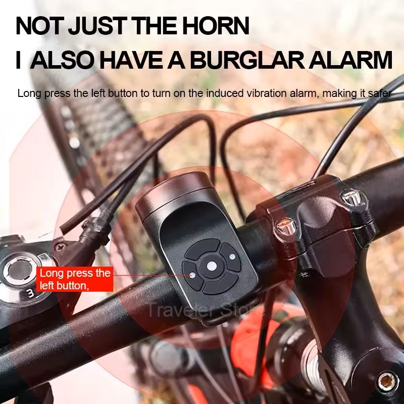 USB Rechargeable Electric Bike Bell with Anti-Theft Alarm