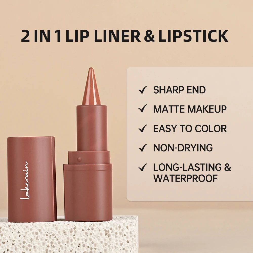 Lakerain Matte Lip Liner Crayon Waterproof Velvet Lip Contour Pencil Long Lasting Non Stick Lip Tint