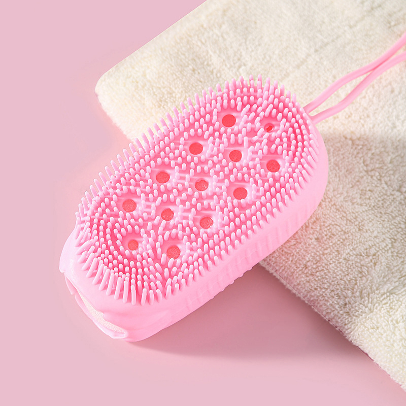 Double-sided Body Scrubber Handheld, Silicone Soft Bristles, Shower Bath Cleansing Skin Brush
