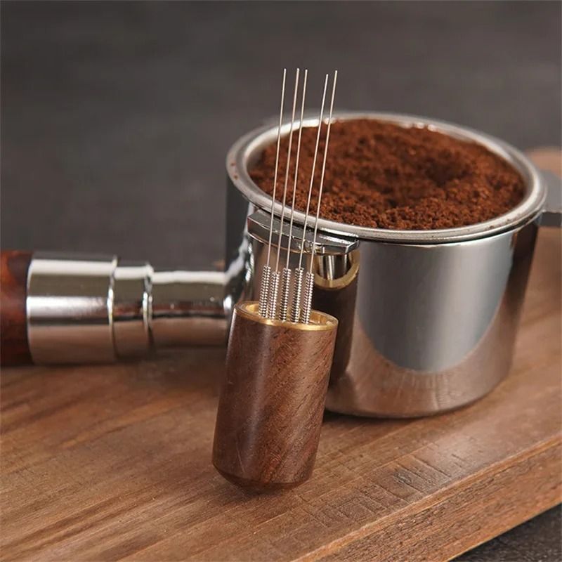 Professional Wooden WDT Tool – 8-Needle Espresso Distribution & Powder Stirrer for Baristas