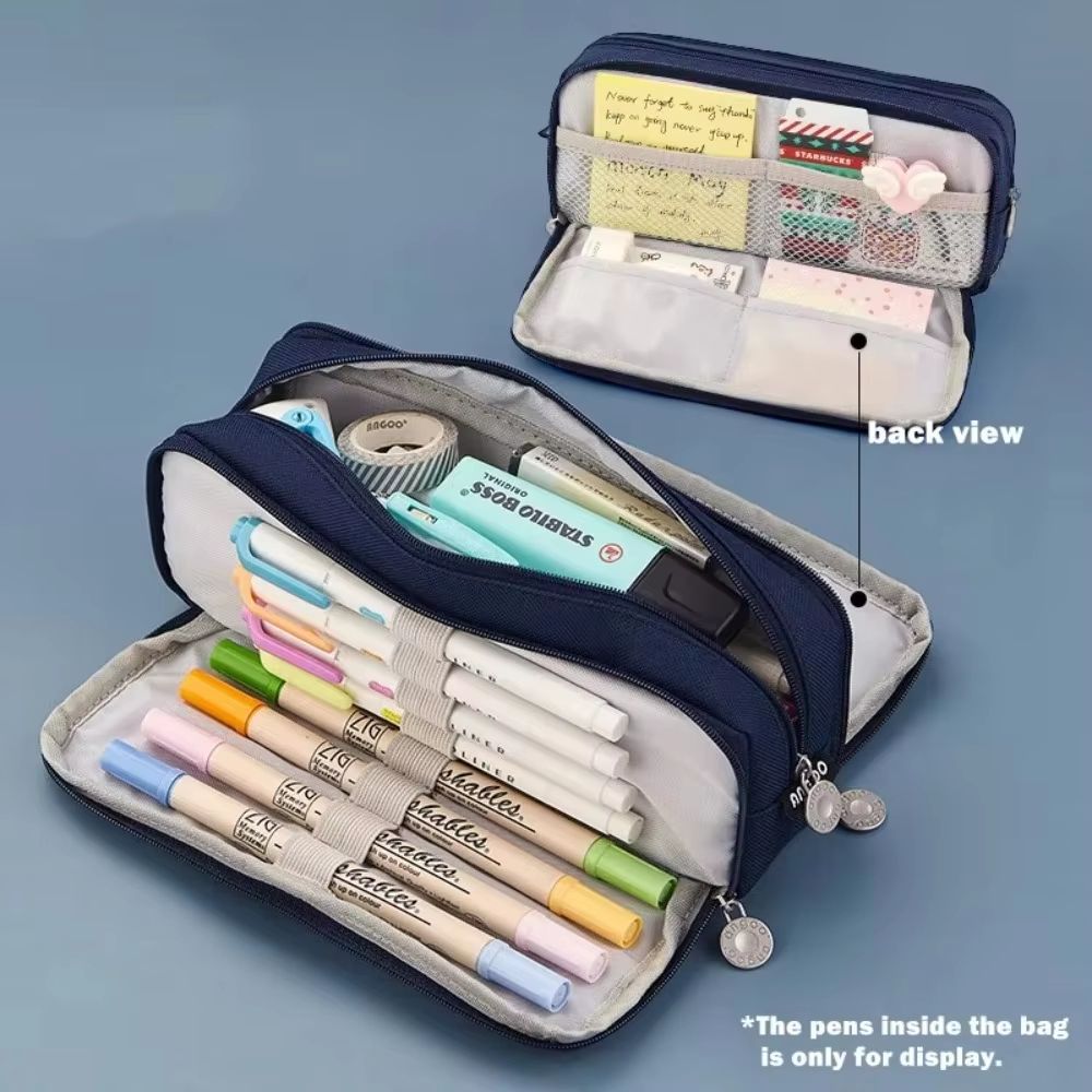 Multi-Compartment Large Capacity Pencil Case with Transparent Partition