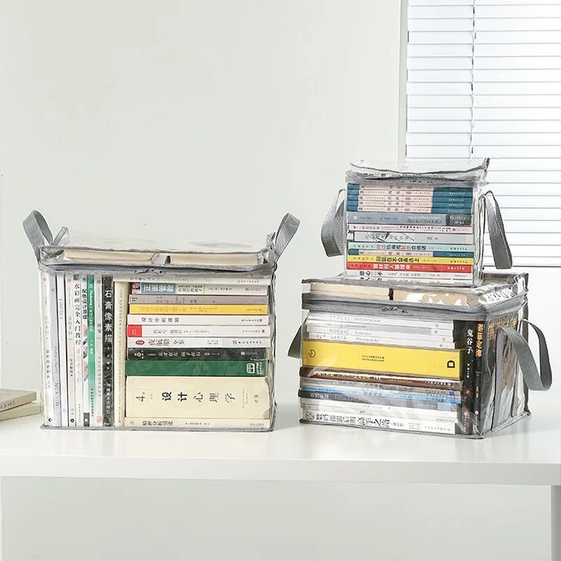 Foldable Transparent Waterproof Book Organizer Storage Box for Home, School & Dorm