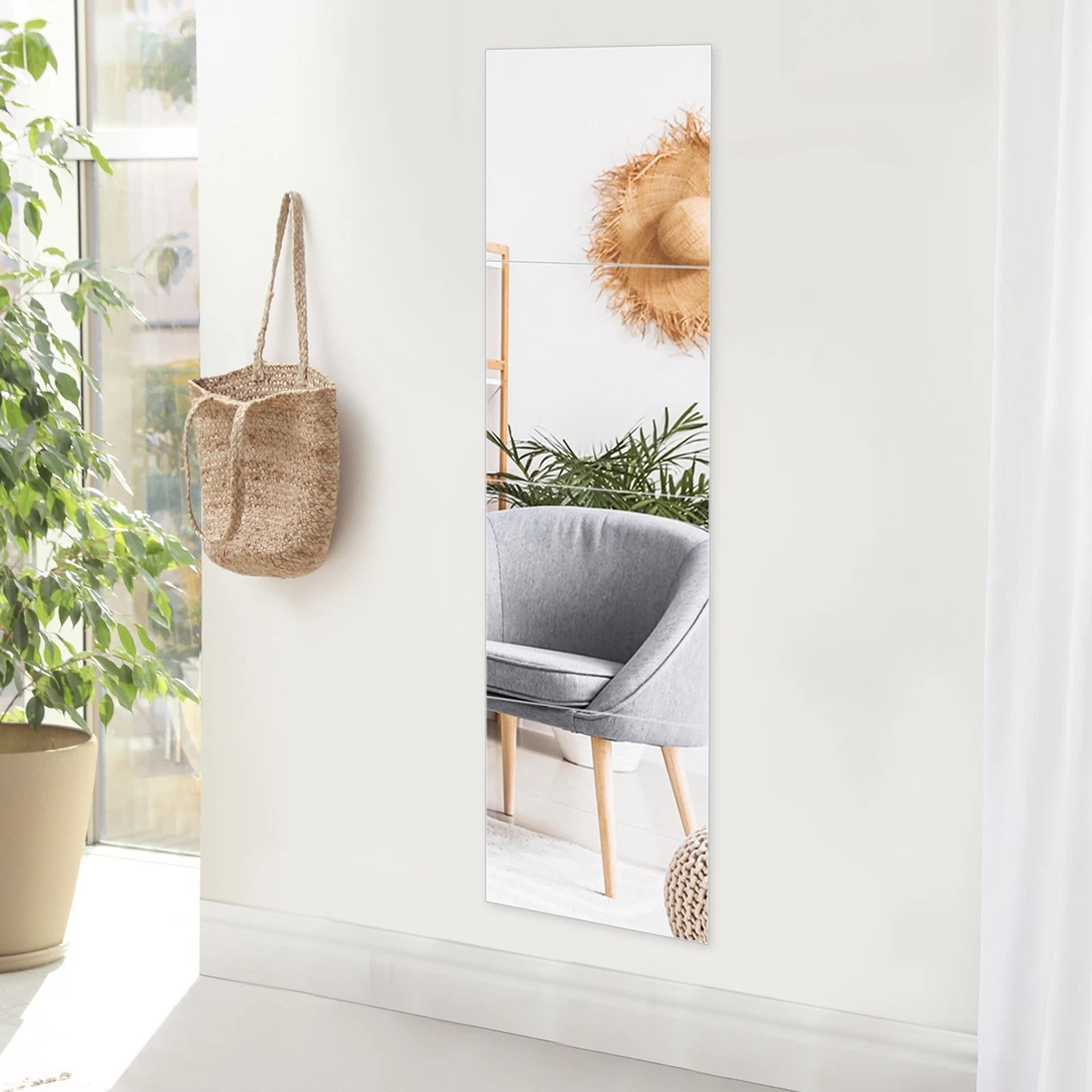 Frameless Wall Mirror Set, Full Length Mirror Tiles, Bedroom Makeup Mirror, Stylish Wall Decor