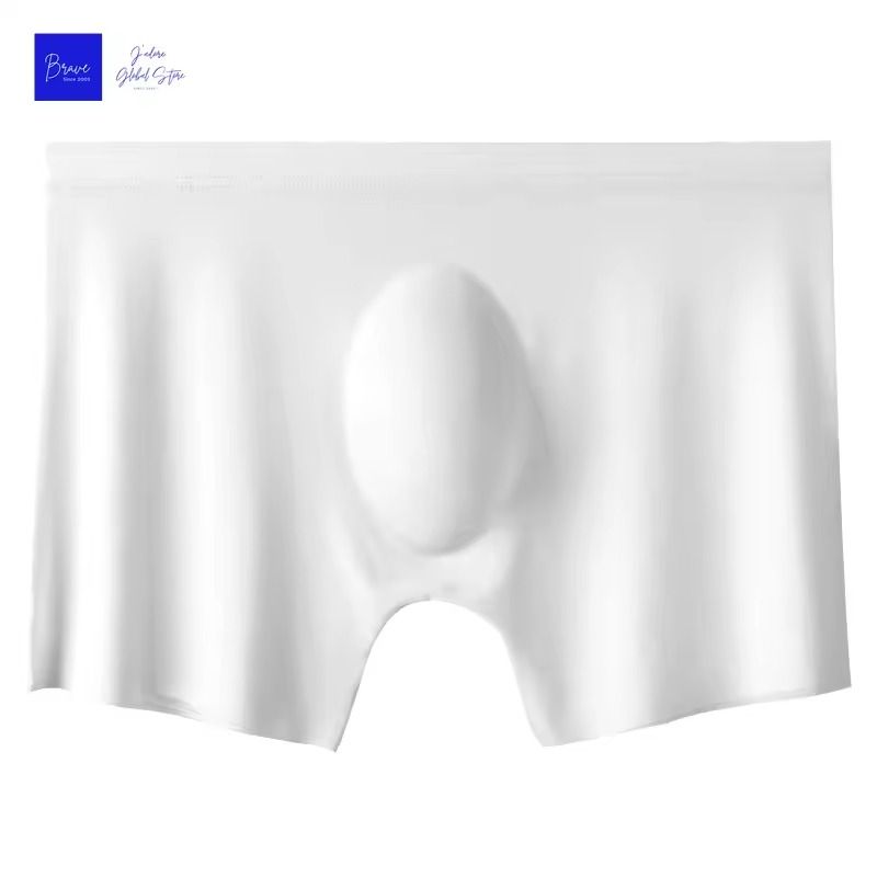 Mens Ice Silk Seamless Boxer Briefs with Breathable Antibacterial Fabric
