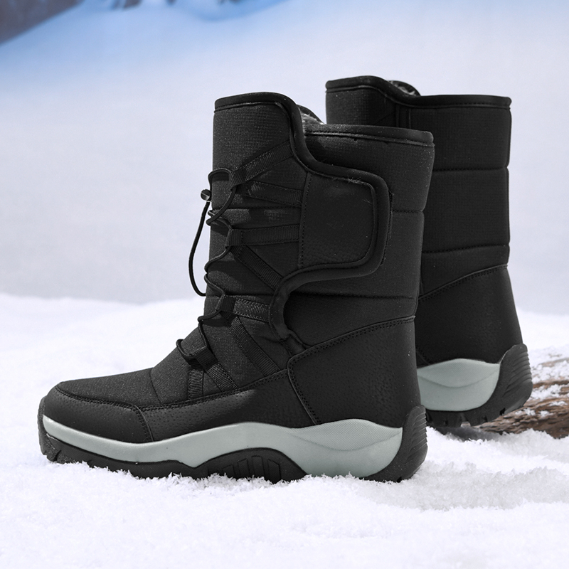 Waterproof Brand Winter Shoes, Warm Plush Snow Boots, Non-Slip Outdoor Hiking & Work Ankle Boots for Winter