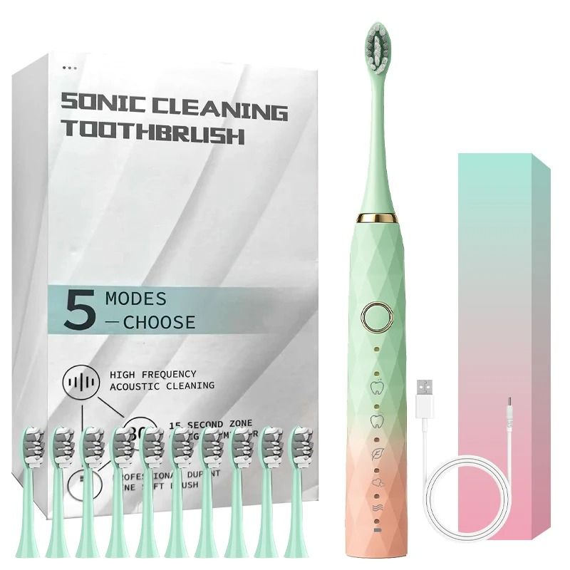 Rotary Electric Toothbrush System | Waterproof Rechargeable Cleaning Suite | Executive 10-Head Dental Sanctuary