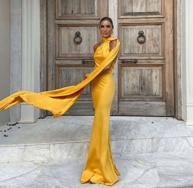 LuxeGlow Satin Ribbon Party Dress Elegant Halter Backless Summer Gown