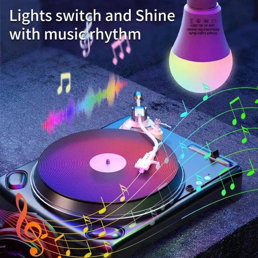 E27 Smart LED RGB Bulb 15W – Bluetooth App Control Dimmable Color Changing Light with Music Sync