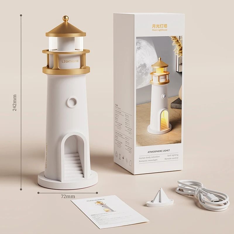 Moon Projection Lighthouse Night Light with Bluetooth Music and Remote