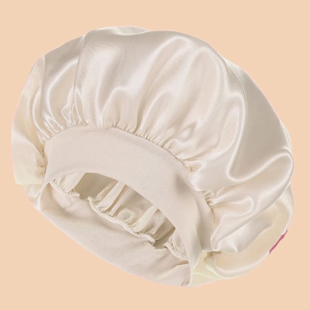 Women Satin Shower Cap Wide Brim Bonnet