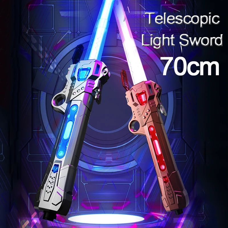 Telescopic Music Laser Sword, Colorful Glowing Light Sword Toy with Rotating Decompression for Kids & Adults